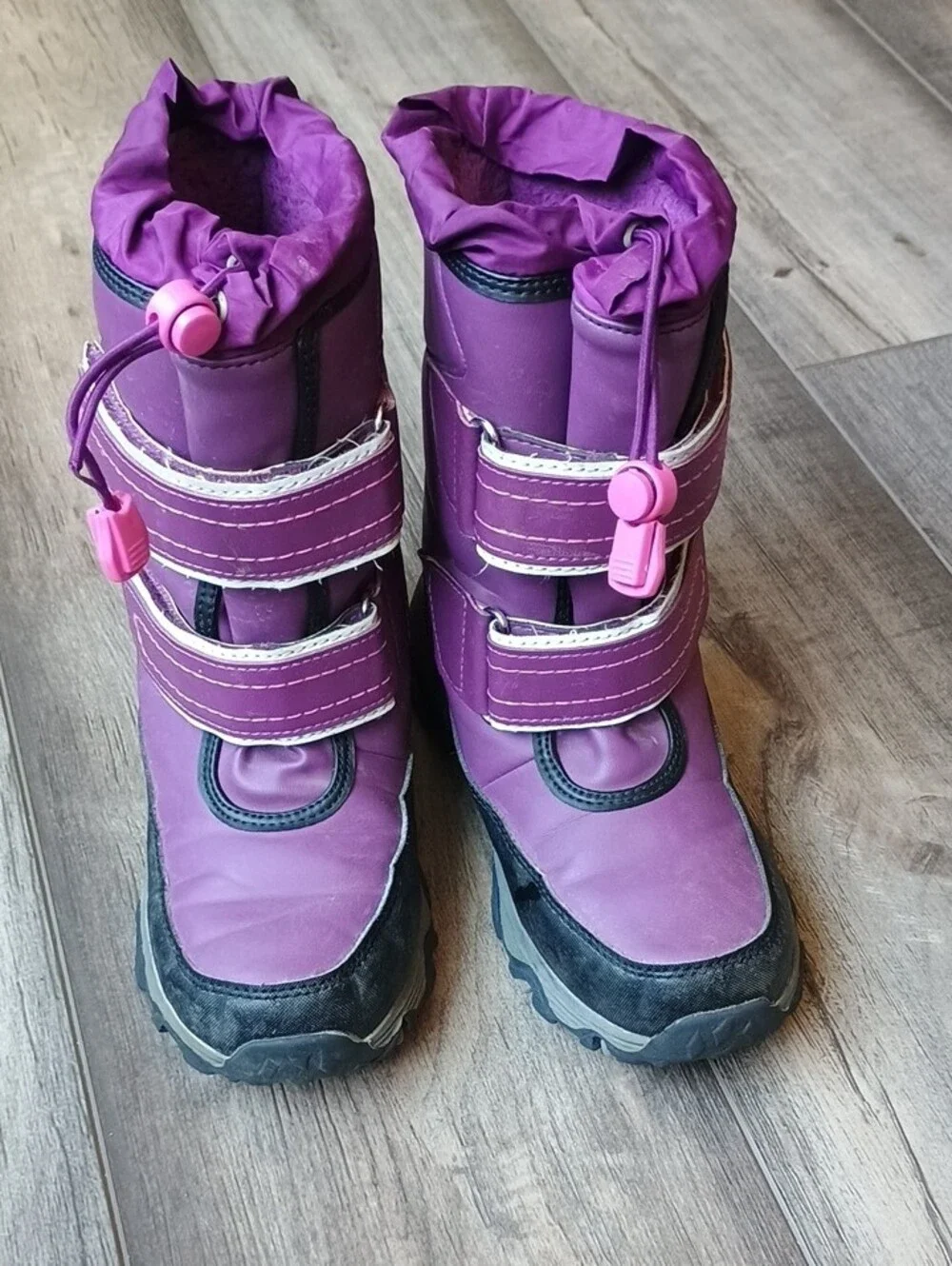 Lands' End Kids Purple Winter Boots with Velcro Straps